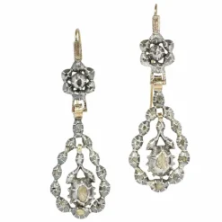 Boucles d'oreilles victoriennes élégantes avec diamants taille rose