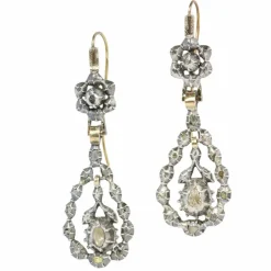 Boucles d'oreilles victoriennes élégantes avec diamants taille rose