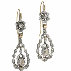 Boucles d'oreilles victoriennes élégantes avec diamants taille rose