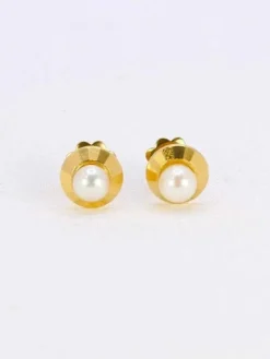 Boucles d’oreilles vintage or jaune perles