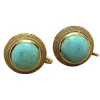 Boucles d'oreilles vintage turquoise et or jaune
