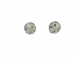 Boucles d’oreilles vintage diamants , saphir , émeraudes
