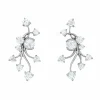 Boucles d'oreilles vintage en or blanc 14 carats avec diamants 2 carats, bijoux fins du milieu du siècle, vigne