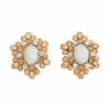 Boucles d'oreilles Vintage Opale Diamant Années 60 Or Jaune