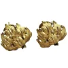 Boucles d'oreilles vintage en or jaune avec motif de feuille des années 1950