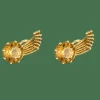 BOUCLES D'OREILLES VINTAGE OR ET CITRINE.