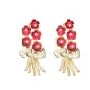 Boucles d'oreilles vintage grappe or jaune, rubis, diamants