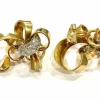 Boucles d'oreilles vintage noeuds or jaune et diamants
