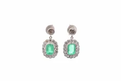 Boucles d'oreilles vintage émeraudes et diamants