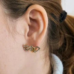 Boucles d'oreilles vintage 2 ors et diamants