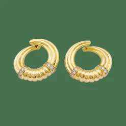 Boucles d'oreilles vintage or, diamants.