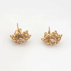 Boucles d'oreilles Vintage Opale Diamant Années 60 Or Jaune