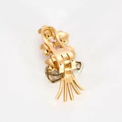 Boucles d'oreilles vintage grappe or jaune, rubis, diamants