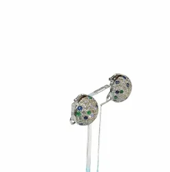 Boucles d’oreilles vintage diamants , saphir , émeraudes
