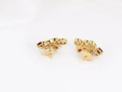 Boucles d’oreilles vintage en or, diamants et grenats
