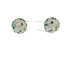Boucles d’oreilles vintage diamants , saphir , émeraudes