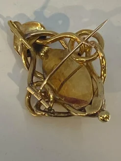 Boucles d’oreilles/broche email, diamants