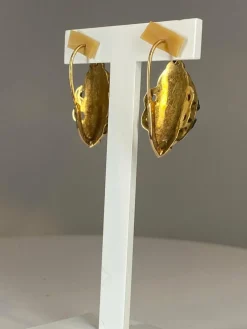 Boucles d’oreilles/broche email, diamants