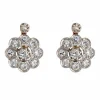 Boucles d'oreillles anciennes fleurs de diamants