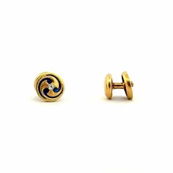 Bouton de manchette vintage en or émail et diamants