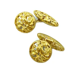 Boutons de manchette Art Nouveau or jaune