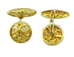 Boutons de manchette Art Nouveau or jaune