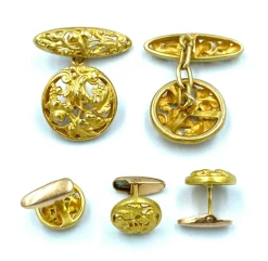 Boutons de manchette Art Nouveau or jaune