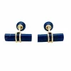 Boutons de manchette bâtonnets en or jaune et lapis lazuli.