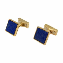 Boutons de manchette en or jaune et lapis lazuli.