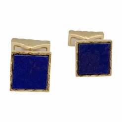 Boutons de manchette en or jaune et lapis lazuli.