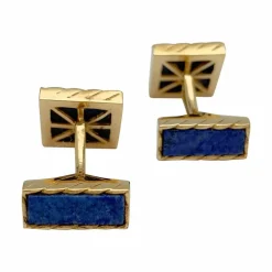 Boutons de manchette en or jaune et lapis lazuli.