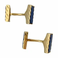 Boutons de manchette en or jaune et lapis lazuli.