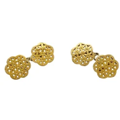 Boutons de manchette moucharabieh en or jaune