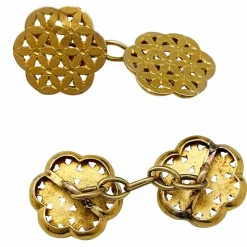 Boutons de manchette moucharabieh en or jaune