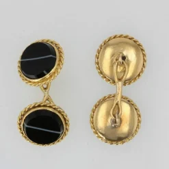 Boutons de manchette or et agate rubannée