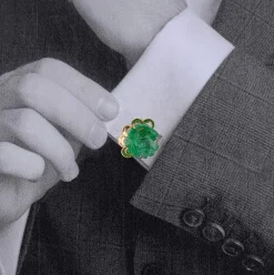 Boutons de manchette or rose, jade.