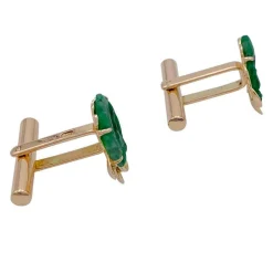 Boutons de manchette or rose, jade.