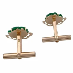 Boutons de manchette or rose, jade.