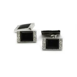 Boutons de Manchettes - Or, Diamants & Onyx