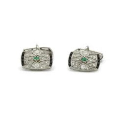 Boutons de Manchettes - Or, Platine, Diamants & Emeraudes