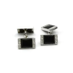Boutons de Manchettes - Or, Diamants & Onyx
