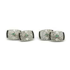 Boutons de Manchettes - Or, Platine, Diamants & Emeraudes