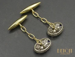 Boutons de Manchettes Art Déco Saphirs Diamants