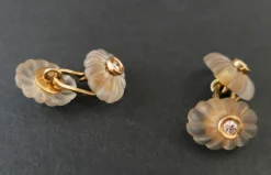 Boutons De Manchettes Cristal De Roche Et Diamants