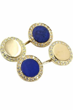 Boutons de manchettes lapis lazuli et diamants