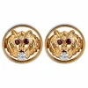 BOUTONS DE MANCHETTES "LION" OR/DIAMANTS & RUBIS