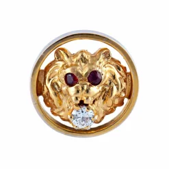 BOUTONS DE MANCHETTES "LION" OR/DIAMANTS & RUBIS