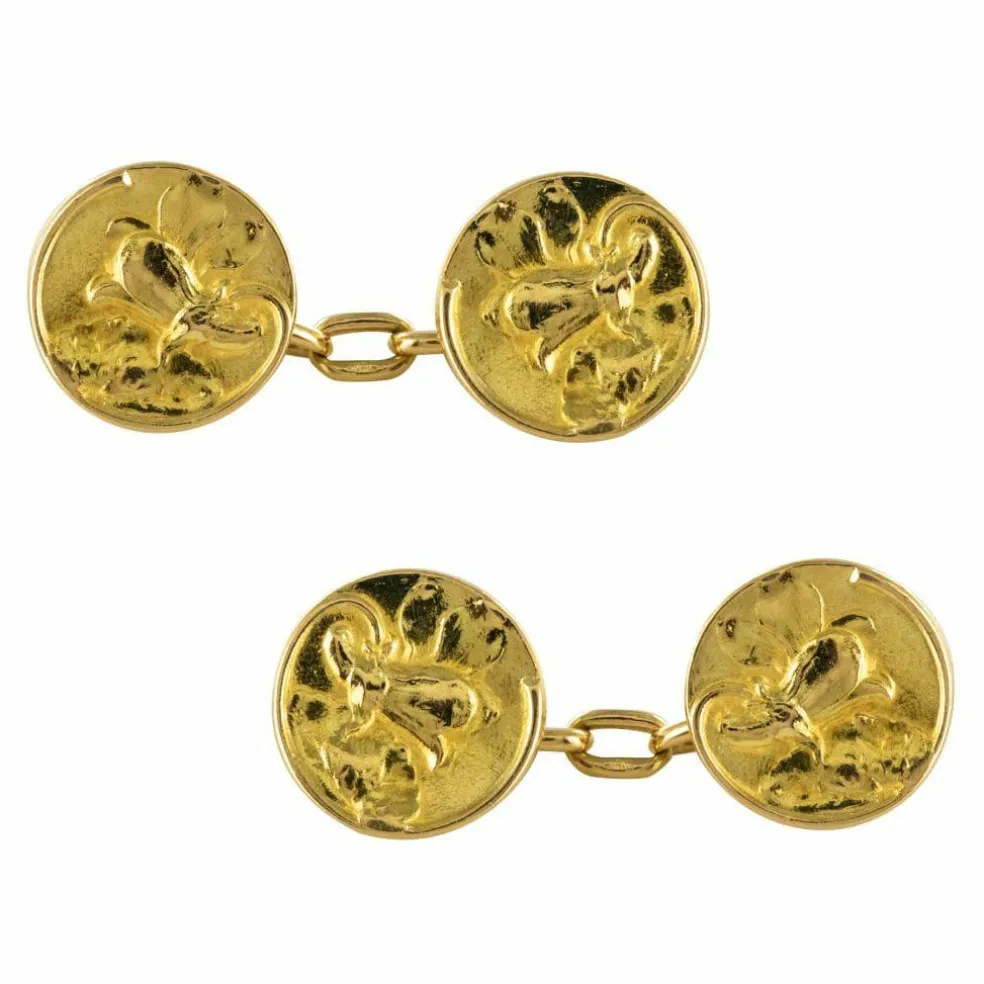 Boutons de manchettes or lys