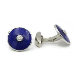 Boutons de manchettes or, émail et diamants