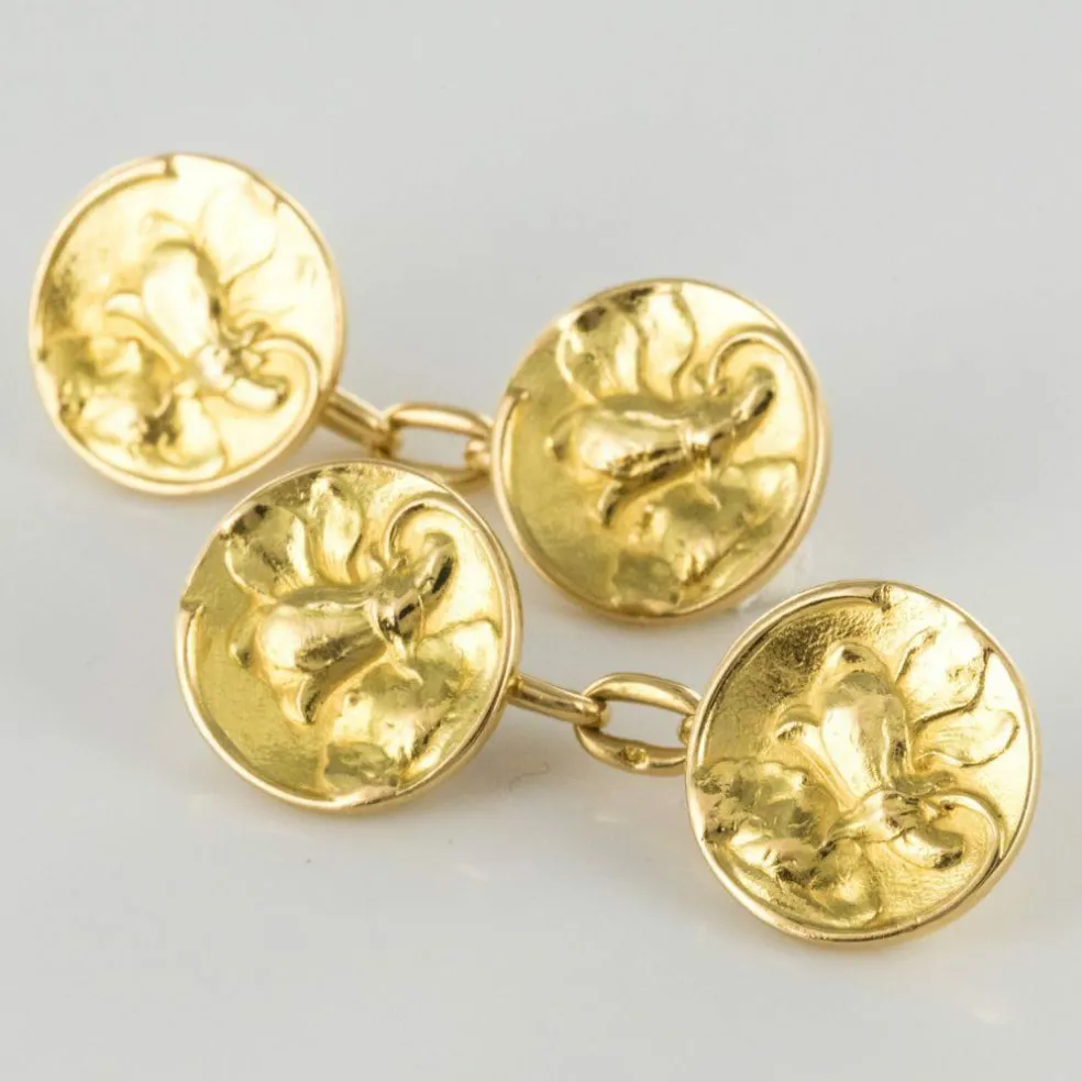 Boutons de manchettes or lys